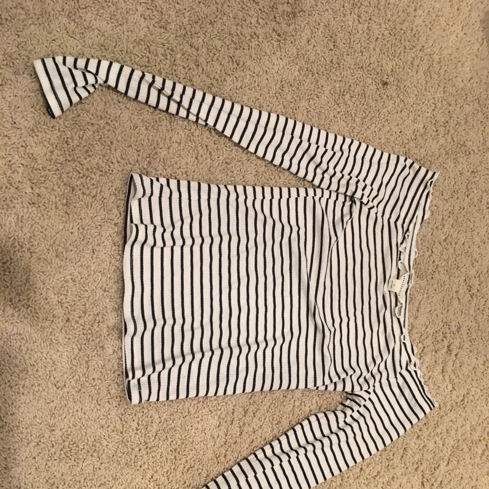 long sleeve striped off sholder shirt